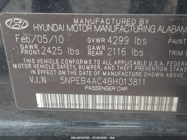 Photo 8 VIN: 5NPEB4AC4BH013811 - HYUNDAI SONATA 