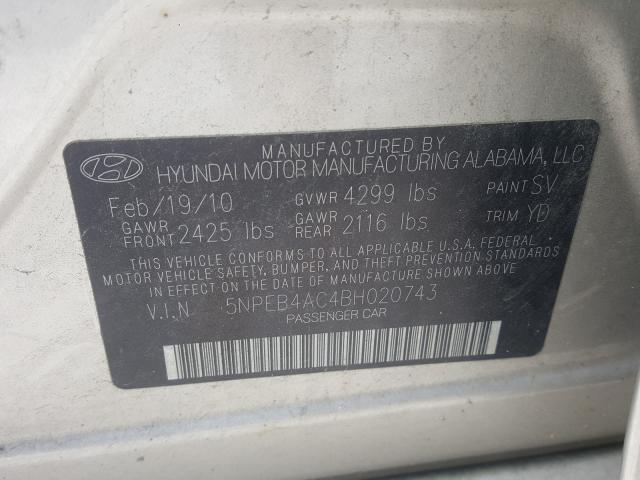 Photo 9 VIN: 5NPEB4AC4BH020743 - HYUNDAI SONATA GLS 