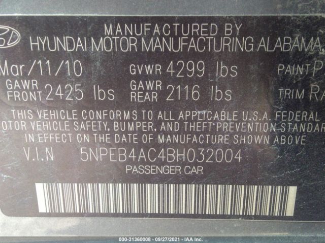 Photo 8 VIN: 5NPEB4AC4BH032004 - HYUNDAI SONATA 