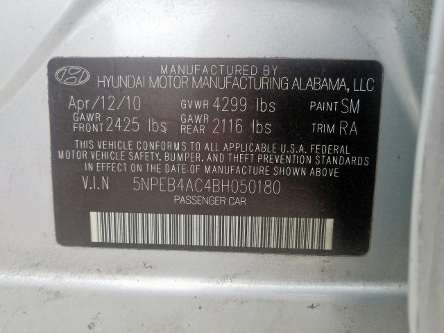 Photo 9 VIN: 5NPEB4AC4BH050180 - HYUNDAI SONATA GLS 