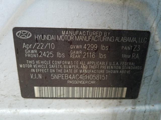 Photo 9 VIN: 5NPEB4AC4BH058151 - HYUNDAI SONATA GLS 