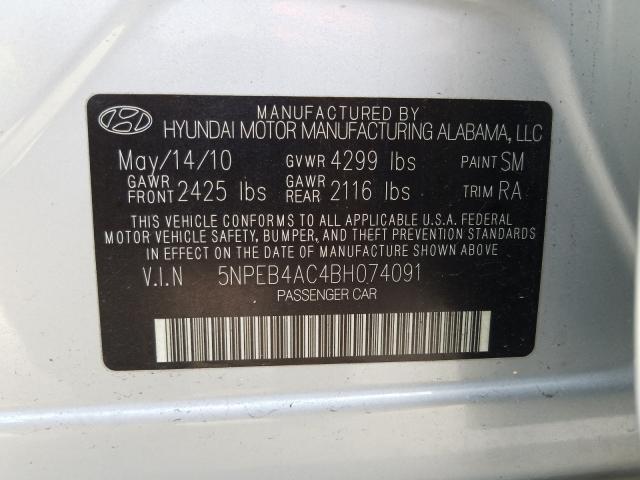 Photo 9 VIN: 5NPEB4AC4BH074091 - HYUNDAI SONATA GLS 