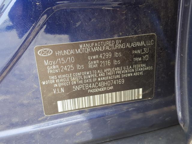 Photo 9 VIN: 5NPEB4AC4BH074169 - HYUNDAI SONATA GLS 