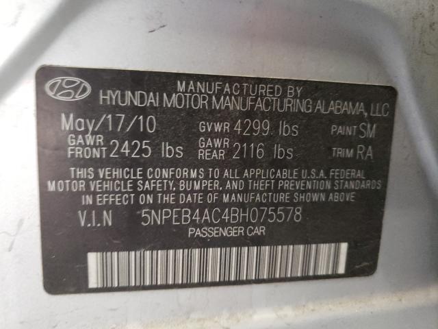 Photo 9 VIN: 5NPEB4AC4BH075578 - HYUNDAI SONATA GLS 