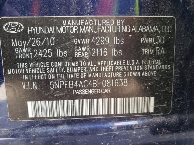 Photo 9 VIN: 5NPEB4AC4BH081638 - HYUNDAI SONATA GLS 