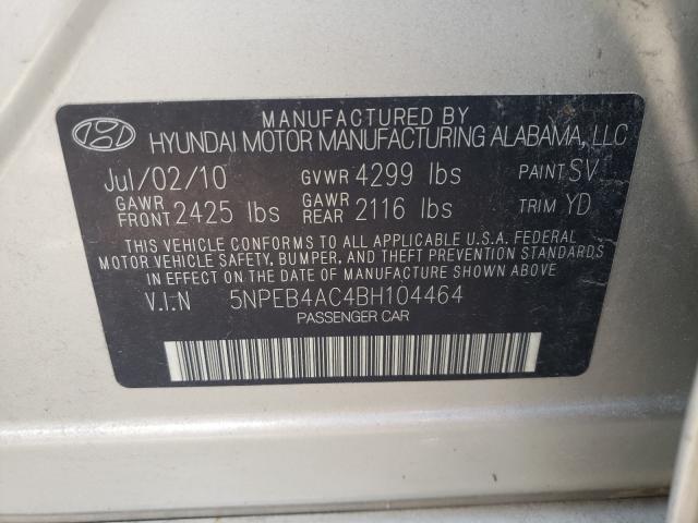 Photo 9 VIN: 5NPEB4AC4BH104464 - HYUNDAI SONATA GLS 