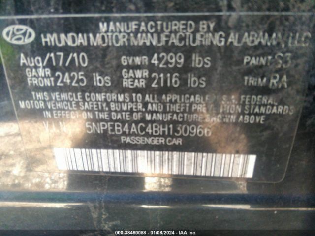 Photo 8 VIN: 5NPEB4AC4BH130966 - HYUNDAI SONATA 