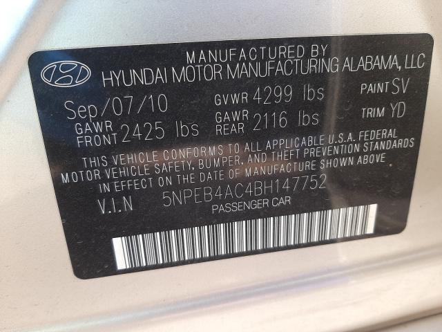 Photo 9 VIN: 5NPEB4AC4BH147752 - HYUNDAI SONATA GLS 