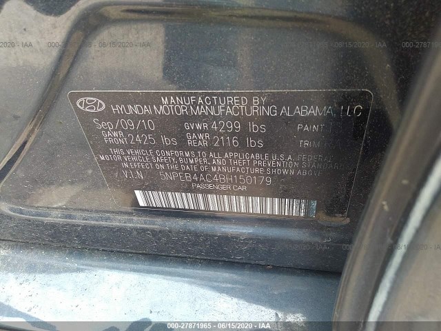 Photo 8 VIN: 5NPEB4AC4BH150179 - HYUNDAI SONATA 