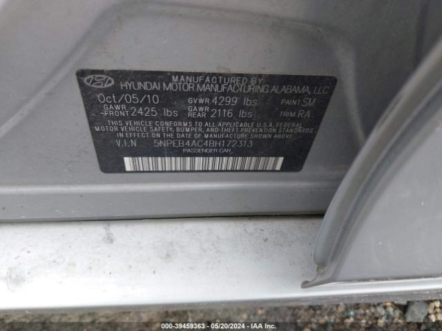 Photo 8 VIN: 5NPEB4AC4BH172313 - HYUNDAI SONATA 