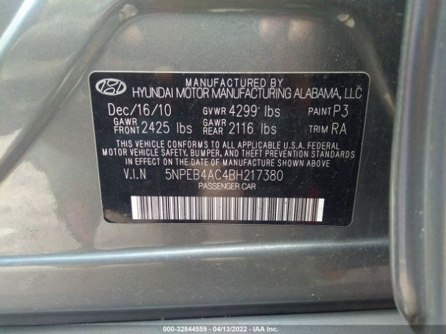 Photo 8 VIN: 5NPEB4AC4BH217380 - HYUNDAI SONATA 