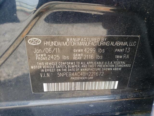 Photo 9 VIN: 5NPEB4AC4BH221672 - HYUNDAI SONATA 