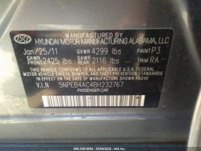 Photo 8 VIN: 5NPEB4AC4BH232767 - HYUNDAI SONATA 