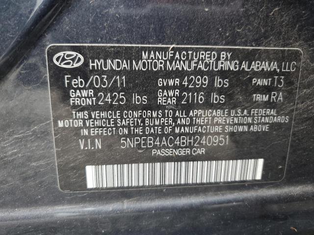 Photo 11 VIN: 5NPEB4AC4BH240951 - HYUNDAI SONATA 