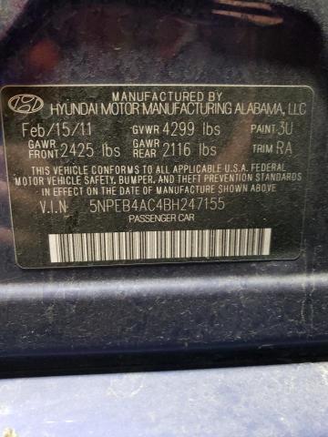 Photo 11 VIN: 5NPEB4AC4BH247155 - HYUNDAI SONATA GLS 