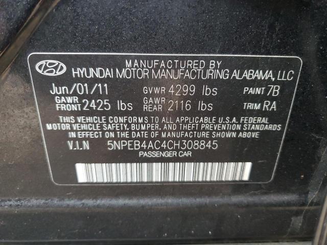 Photo 11 VIN: 5NPEB4AC4CH308845 - HYUNDAI SONATA 