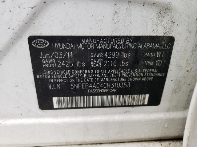 Photo 9 VIN: 5NPEB4AC4CH310353 - HYUNDAI SONATA GLS 