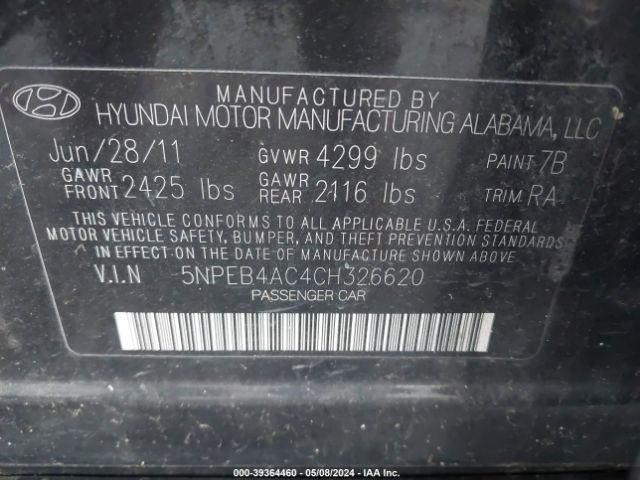 Photo 8 VIN: 5NPEB4AC4CH326620 - HYUNDAI SONATA 