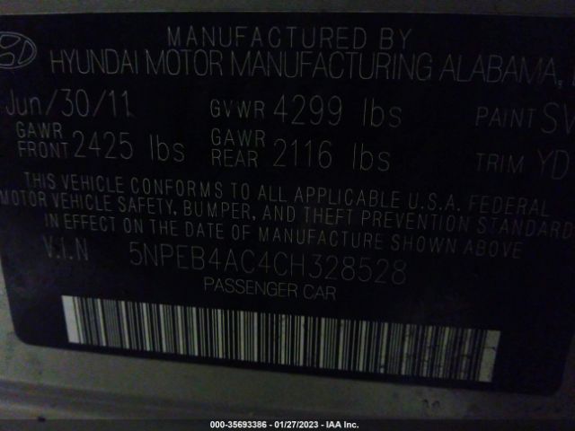 Photo 8 VIN: 5NPEB4AC4CH328528 - HYUNDAI SONATA 