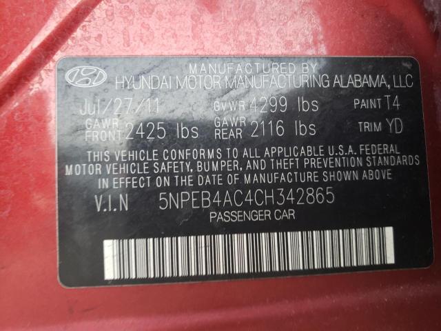 Photo 11 VIN: 5NPEB4AC4CH342865 - HYUNDAI SONATA GLS 