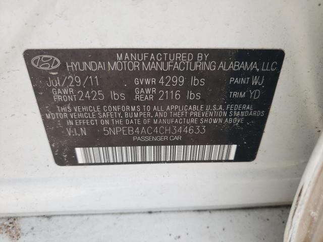 Photo 11 VIN: 5NPEB4AC4CH344633 - HYUNDAI SONATA GLS 