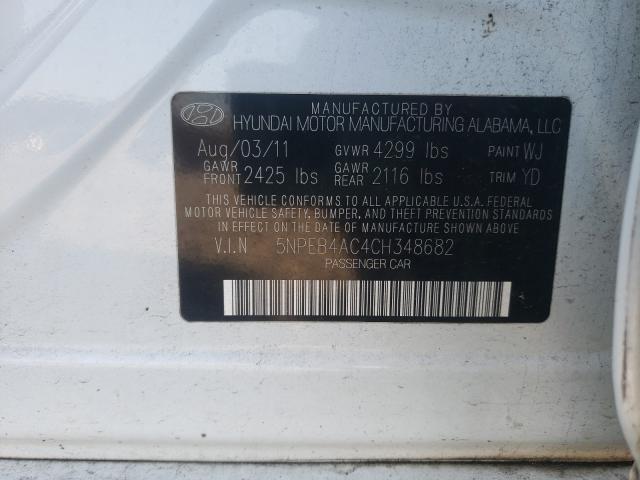 Photo 9 VIN: 5NPEB4AC4CH348682 - HYUNDAI SONATA GLS 