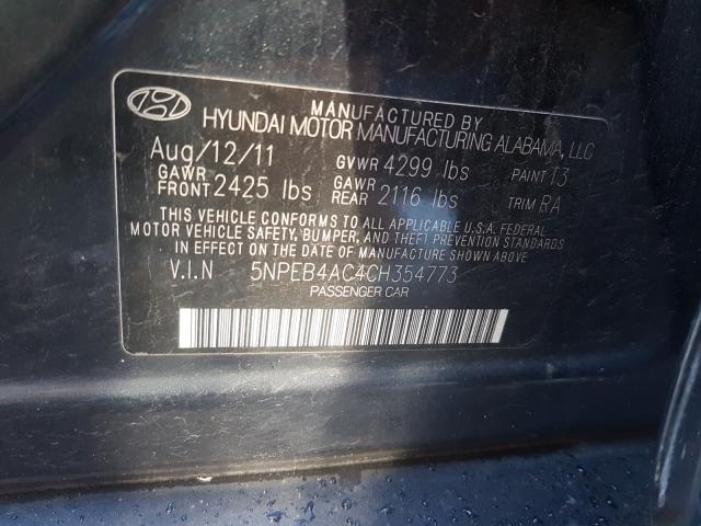 Photo 9 VIN: 5NPEB4AC4CH354773 - HYUNDAI SONATA GLS 