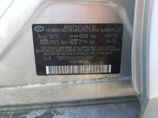 Photo 9 VIN: 5NPEB4AC4CH358872 - HYUNDAI SONATA GLS 