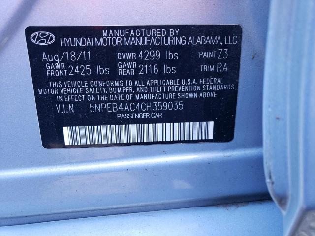 Photo 11 VIN: 5NPEB4AC4CH359035 - HYUNDAI SONATA GLS 