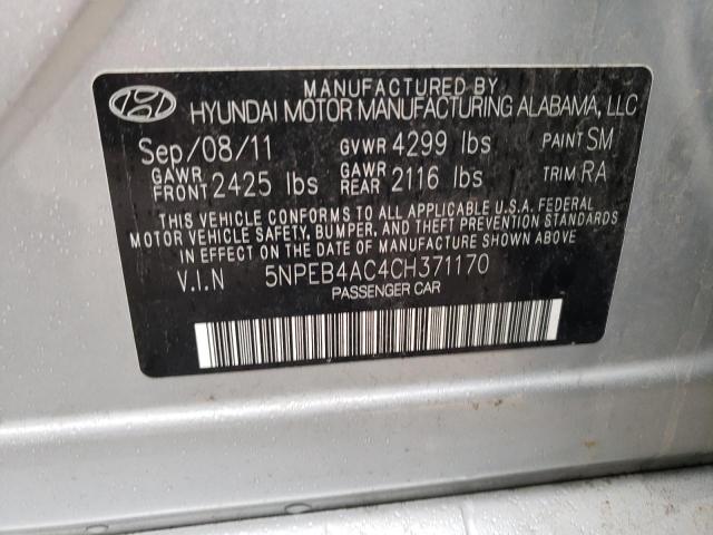 Photo 11 VIN: 5NPEB4AC4CH371170 - HYUNDAI SONATA GLS 