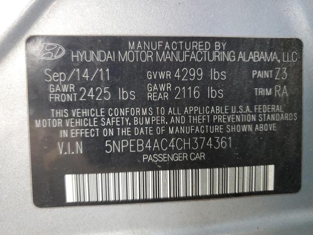 Photo 11 VIN: 5NPEB4AC4CH374361 - HYUNDAI SONATA GLS 