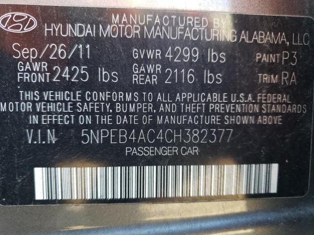 Photo 9 VIN: 5NPEB4AC4CH382377 - HYUNDAI SONATA GLS 