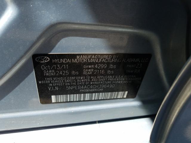 Photo 9 VIN: 5NPEB4AC4CH396490 - HYUNDAI SONATA GLS 