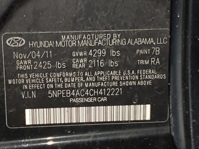 Photo 9 VIN: 5NPEB4AC4CH412221 - HYUNDAI SONATA GLS 