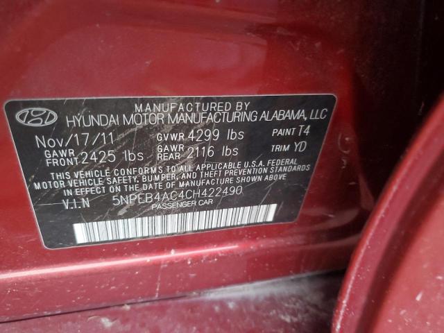 Photo 11 VIN: 5NPEB4AC4CH422490 - HYUNDAI SONATA GLS 