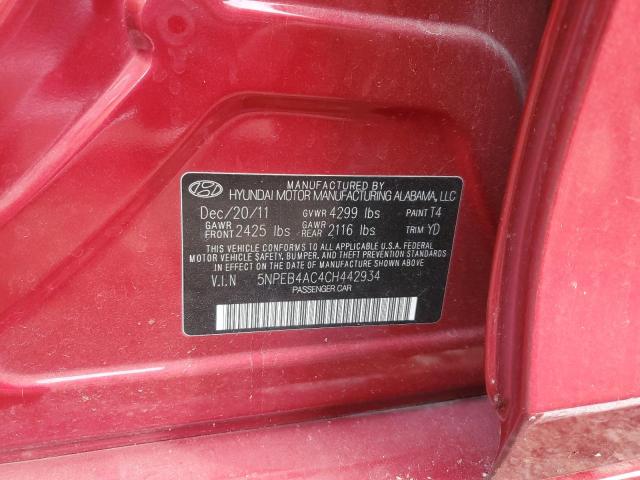 Photo 11 VIN: 5NPEB4AC4CH442934 - HYUNDAI SONATA GLS 