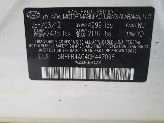 Photo 9 VIN: 5NPEB4AC4CH447096 - HYUNDAI SONATA GLS 