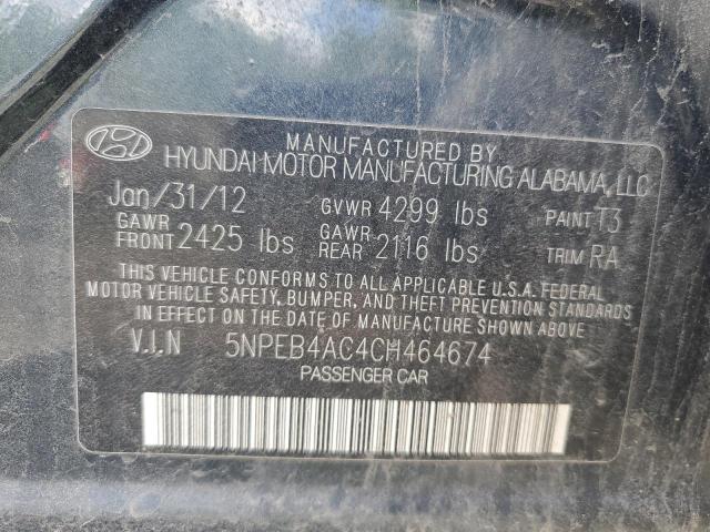 Photo 11 VIN: 5NPEB4AC4CH464674 - HYUNDAI SONATA 