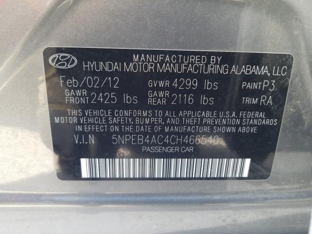 Photo 9 VIN: 5NPEB4AC4CH466540 - HYUNDAI SONATA GLS 