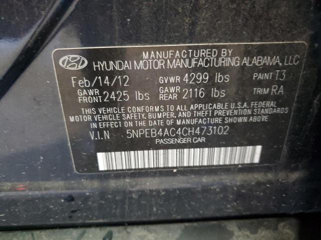 Photo 11 VIN: 5NPEB4AC4CH473102 - HYUNDAI SONATA GLS 