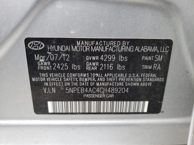 Photo 9 VIN: 5NPEB4AC4CH489204 - HYUNDAI SONATA GLS 