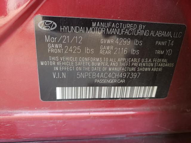 Photo 9 VIN: 5NPEB4AC4CH497397 - HYUNDAI SONATA GLS 