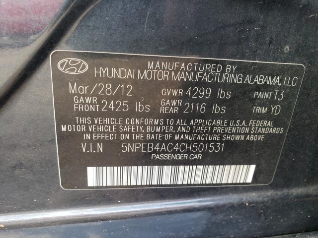 Photo 9 VIN: 5NPEB4AC4CH501531 - HYUNDAI SONATA GLS 