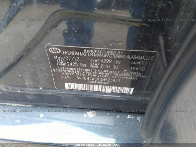 Photo 8 VIN: 5NPEB4AC4DH523949 - HYUNDAI SONATA 