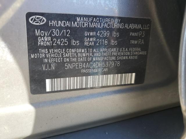 Photo 11 VIN: 5NPEB4AC4DH537978 - HYUNDAI SONATA GLS 