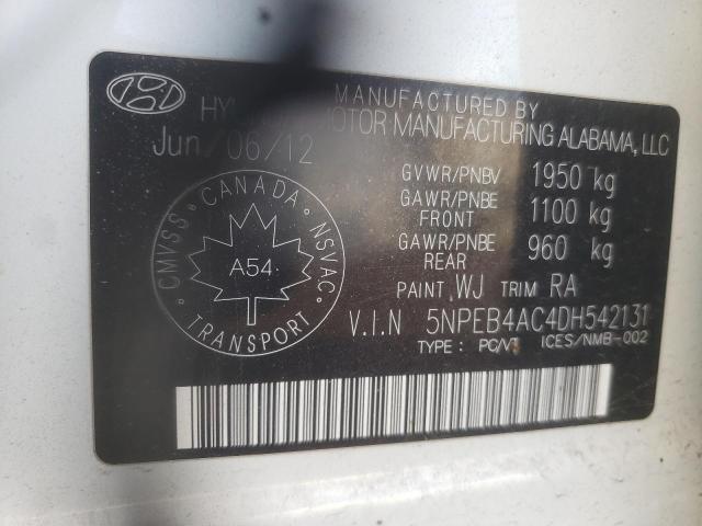 Photo 11 VIN: 5NPEB4AC4DH542131 - HYUNDAI SONATA GLS 