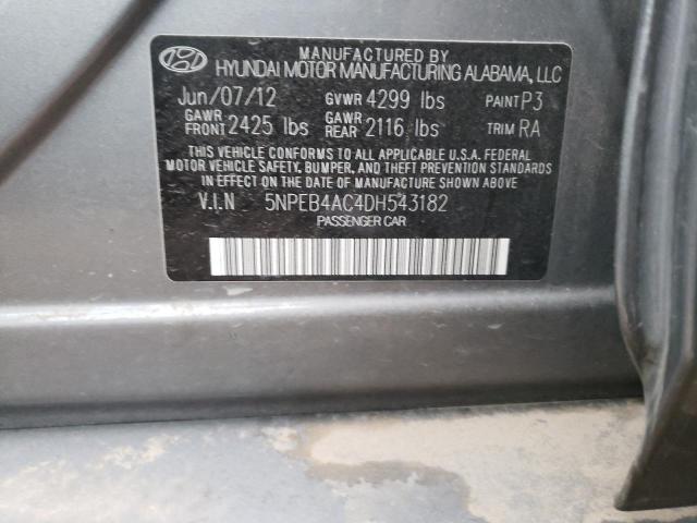 Photo 9 VIN: 5NPEB4AC4DH543182 - HYUNDAI SONATA GLS 