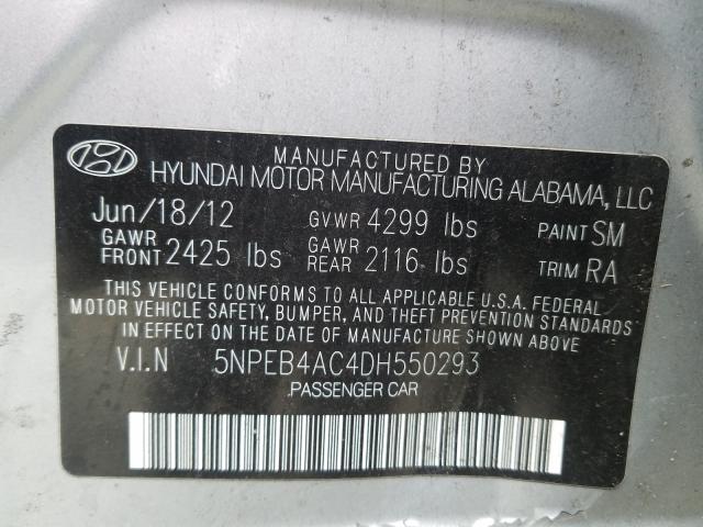 Photo 9 VIN: 5NPEB4AC4DH550293 - HYUNDAI SONATA GLS 