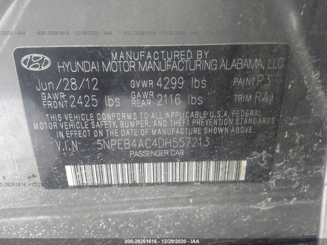 Photo 8 VIN: 5NPEB4AC4DH557213 - HYUNDAI SONATA 