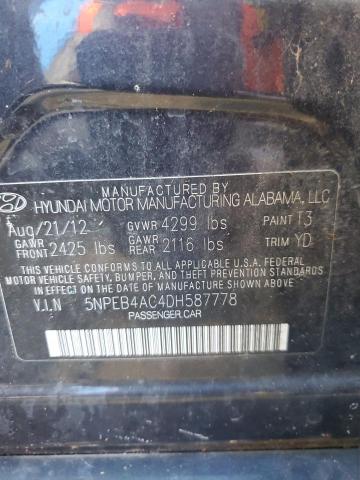 Photo 12 VIN: 5NPEB4AC4DH587778 - HYUNDAI SONATA GLS 